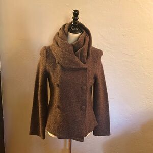 Chic Wool Sweater Jacket with Wrap collar